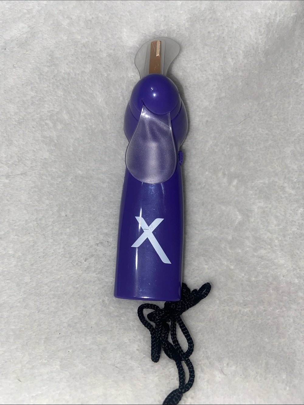 Purple Handheld Fan with X Logo -